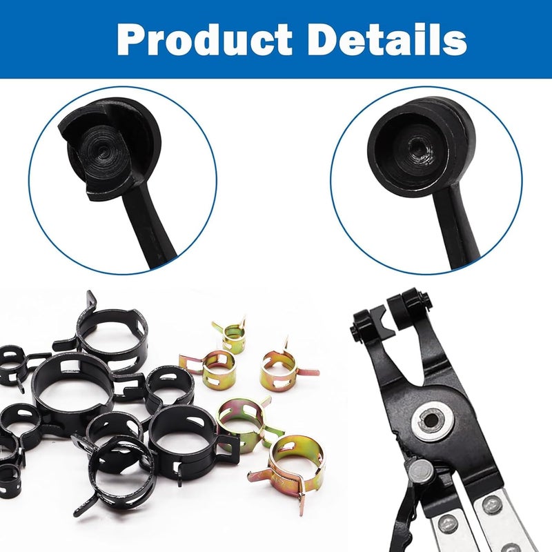 Tnisesm 210Pcs 6-25mm Spring Band Hose Clamps Assortment kits with Swivel Flat Hose Clamp Plier, Spring Band Type Fuel Line Silicone Vacuum Hose Steel Clamp,Low Pressure Air Clip Clamp - Image 5